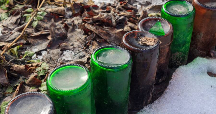 Old Glass Bottles as Unique DIY Garden Decor